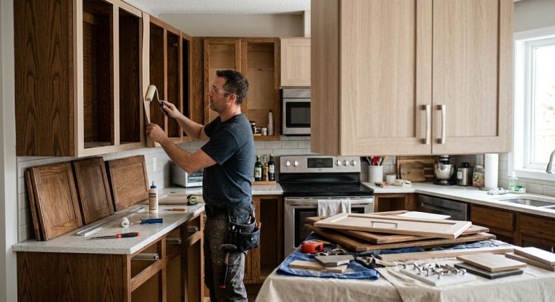 Cherry Cabinet Refacing in Carmel, IN