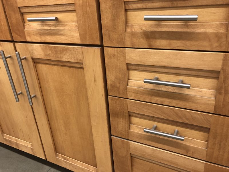 Oak Cabinets with Modern Hardware